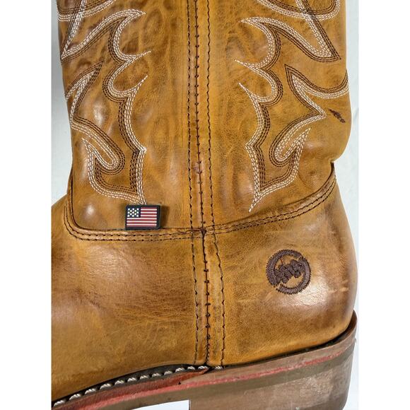 Double H Dylan USA Made Steel Toe Western Work Boots Brown Leather Men’s 13 D main image 6